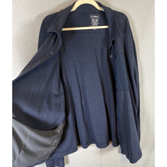 LL Bean Explorer XXXL Navy Blue Snap Front Slightly Fitted Heavy Sweatshirt EUC - Picture 5 of 13